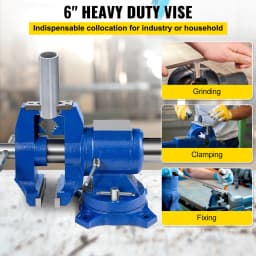 SucceBuy 6'' Jaw Width Bench Vise Double Swivel Rotating Vise Head/Body 360° 30Kn Clamping Force for Clamping Fixing Equipment