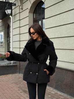 Casual Thicken Fur Patchwork Coats Women Full Sleeve Lapel Double Breasted Closed Waist Jackets Female 2026 Winter Lady Outwears