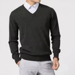 Cashmere Cotton Blend Classic V-Neck Sweater Men Pullover 2025 Autumn Winter Business Casual All-match Knitted Jumper Pull Homme
