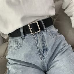 2024 PU Leather Belt for Women Square Buckle Pin Buckle Jeans Black Belt Chic Luxury Brand Ladies Y2k Belt Female Waistband