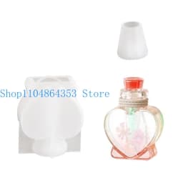 Epoxy Resin Drift Bottle Mold Heart Shaped Wishing Bottle Pendant Mold Night Light Keychain Jewelry Making Silicone Mold