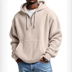 2027 Spring Autumn Men's Hooded Hoodie Solid Japan Style Vintage Sweatshirts Male Loose Streetwear Half Zipper Hooded Hoodies