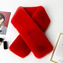 Cute Solid Color Cross Scarf Thicken Faux Rabbit Fur Neck Scarf Neck Warmer Girls