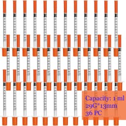 1ml 29G*13Mm Disposable Plastic Veterinary Syringe, Sterile Insulin Syringe with Orange Cap and Needle, Suitable for Pets, Farm Animals, and Laboratory Use.