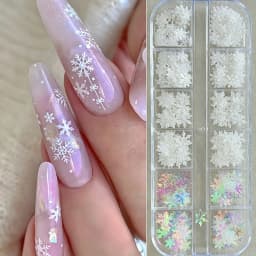 6grids Holographic Red Maple Leaves Nail Glitter Sequins Shiny Mix Laser Gold Hexagon Nail Flakes 3D Maple Leaf Nail Decorations