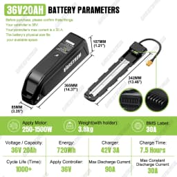 EBike Battery 48V 52V 36V Hailong 30A BMS Electric Bicycle Downtube Lithium Battery Pack For 1500W 1000W 750W 500W 250W Motor