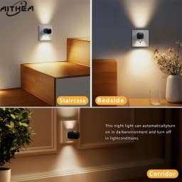 AITHEA Mini LED Night Light EU US Plug Dusk to Dawn Sensor Energy Saving Wall Lamp for Bedroom Bathroom Hallway