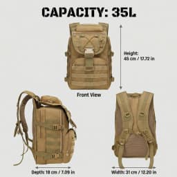 35L Mountaineering Backpack Tactical with MOLLE System Bags Water Resistant Hiking Rucksack for Alpine Trekking Camping Survival Gear Load Reduction Design