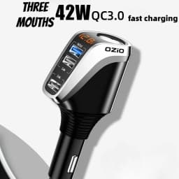 188W Car Charger with QC3.0 & PD20W Fast Charging 3-Port USB Adapter for iPhone Samsung 12V/24V Cigarette Lighter Socket