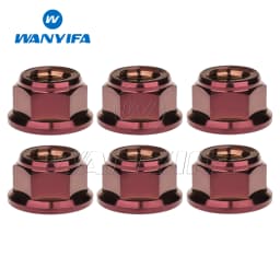 Wanyifa Titanium Nut M6/M8/M10/M12 Flange Lock Nuts for Cycling Modification 6pcs
