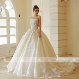 Aedmgh A-Line Romantic Wedding Dresses Strapless Backless Vestido De Novia Lace Appliques Glamorous Custom Made Bridal Gown