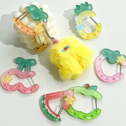 Ins Cute Acrylic Cartoon Keychain Fruit Shape Climbing Button Carabiner Bag Decorative Keychain Bag Pendant Hook Key Hanging
