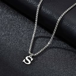 Vnox Simple A-Z Letter Necklace for Men, Waterproof Stainless Steel 26 Letters Pendant Necklace,Men’s Minimal Initial Necklace