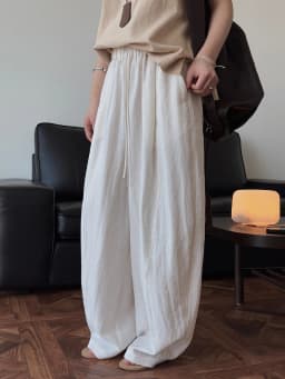Spring and summer women's casual solid color high waist loose wide leg pants