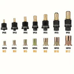 77pcs Manual Riveting Tool Set, 7 Sizes M3-M12 with 70 Rivet Nuts, Heavy-Duty Metal Gun for Automotive, Industrial & Welding