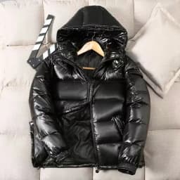 Thick Parka Jacket Men Glossy Male Parkas Plus Size Thick Windproof Jacket Coat Unisex Winter Fashion Solid Color Hooded Parkas