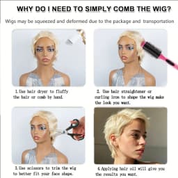 6 Inch Pixie Cut Human Hair Wig for Women, Short Blonde Color Straight Pixie Cut with Bangs, Full Machine-Made Rose Net Cap, Short Layered Wig Suitable for Holidays