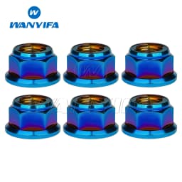 Wanyifa Titanium Nut M6/M8/M10/M12 Flange Lock Nuts for Cycling Modification 6pcs