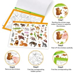 Fun Sticker Book, Search and Find Sticker Book Fun DIY Toy Book for Children Aged 3-10 Looking for Animal Parent-Child Interacti
