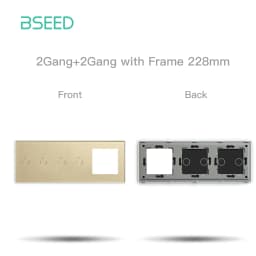 BSEED EU Standard Touch Light Switch Panel With Wall Socket Frames 228mm Metal Base Included Glass Frame Without Switch Part