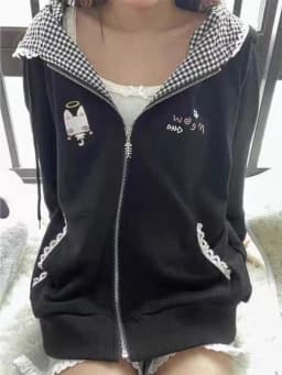 Y2k Sweet Loose Casual Jacket 2026 New 2000s American Vintage Polka Dot Sweatshirts New Spring Fashion Letter Print Hooded Women