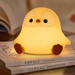 Penguin Nursery Night Light, LED Squishy Silicone Lamp, 2 Levels Dimmable Bedroom Nightlight Touch Lights, Dorm Decor Lamps
