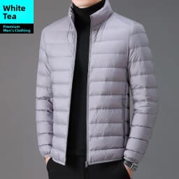 Men's Winter Lightweight down Cotton Jacket Short Casual Stand Collar Warm Top Dad's Cotton Coat Outerwear Slim Fit Style