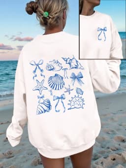 Interesting Ocean Whale Deep Water Print Womens Sweatshirt O-Neck Casual Pullover Soft Autumn Streetwear Loose Y2K Clothes