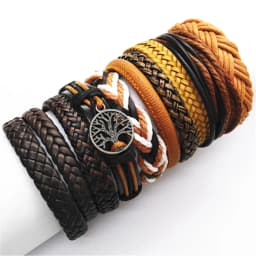 Black Handmade 10 Pcs/set Design Men Bracelets Male Women Leather Bracelets Men Bangle Wholesale Jewelry