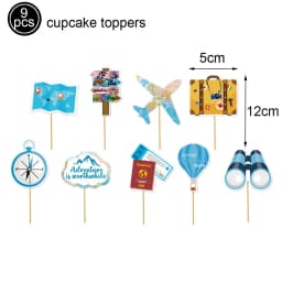Global Travel Disposable Tableware Plates Cups Hanging Spiral Cake Topper Balloons Adventure Retirement Graduation Party Decor