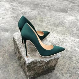 Glossy Silk Satin High Heels Pumps Pointed Toe 12CM Stiletto Heels Shallow Cut Pumps Sexy Blue Green Purple Wedding Dress Shoes