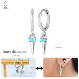 925 Sterling Silver Needle Exquisite Turquoise Silver Earrings for Women Blue Crystal Geometry Pendant Earrings Luxury Jewelry