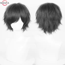 Anime 30cm Short Straight Cosplay Wig Black White Green Brown Purple Blue Gray Red Gold Man Women Heat Resistant Synthetic Hair