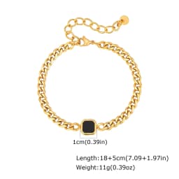 Vnox 5/7mm Width Adjustable Chain Bracelet for Men, Stainless Steel Acrylic Six-Sided Polished Jewelry Gift for Husband Son Him