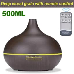 500ML Aromatherapy Machine Wood Grain Humidifier with 7-Color LED Heavy Fog Quiet Bedroom Office Hotel Essential Oil Humidifier