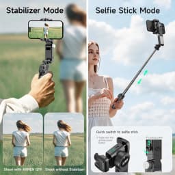 Gimbal Q19 AI Desktop 360° Auto Rotation Face Track Anti-Shake Selfie Stick Handheld Stabilizer with Fill Light for Smartphones