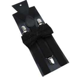 Cotton Brown Plaid Bowtie Suspender Set Elastic Braces Men Black Grey Butterfly Straps Wedding Dress Suit Skirt Accessories Gift
