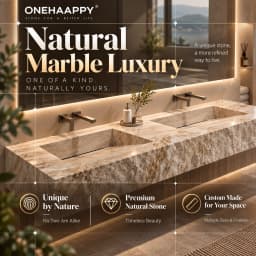 Any Size Custom Luxury Natural Stone Bathroom Vanity Set Integrated Sink Single Double Sink Stain Resistant Waterproof Durable H