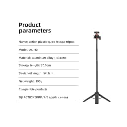 VRIG Magnetic Tripod for DJI Osmo Action 6 5 4 3 Adjustable Selfie Stick Stand Action Camera Accessories w 360 BallHead&ColdShoe