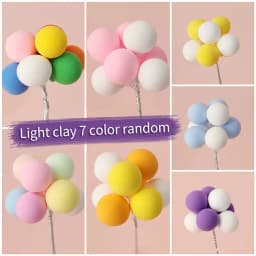 5/8Pcs/set Colorful Ball Bundle Clay Balloons Cake Topper Creative Cupcake Card Flag Birthday Party Baby Shower Dessert Decor