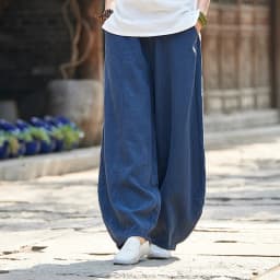 Johnature Summer Solid Color Pockets Loose Pants 2025 New Women Vintage Elastic Waist Cotton Linen Wide Leg Full Length Pants