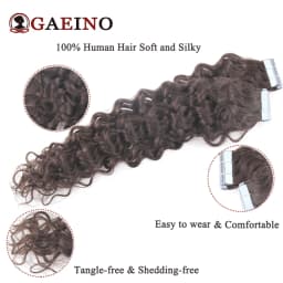 Tape In Human Hair Extensions Water Wave Invisible Seamless Curly Tape In Hair Extensions Tape in Curly Human Hair 12-26Inch