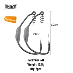 Kingdom Spring Fishing Hooks 3# 5# 6# 8# 10# Carbon Steel Lead Crank Hook with Spring Lock Soft Bait Fishing Gear Accessories