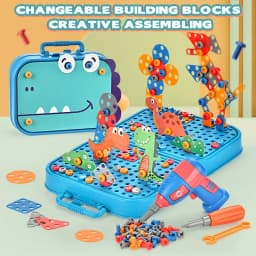211-351Pieces Children Tool Set Electric Drill Screw Nut Puzzle Toys Pretend Play Dinosaur Drilling Assembly Educational Toy Boy