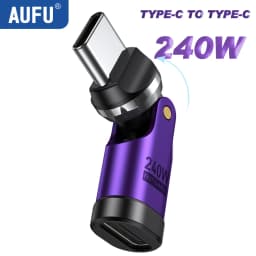 AUFU 540 Degree USB C Adapter 240W PD Fast Charging Cable Adapter Type C Male To Female Converter For Samsung S22 Xiaomi Laptop