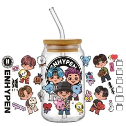 Korean Popular Music Group UV DTF Bottle Stickers Glasses Cup Transfer Stickers DIY Stationery Computer Waterproof Sticker