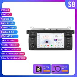 8+128G AI Voice Car Android Auto Radio for BMW E46 M3 318 320 325 330 335 Carplay 4G LTE Multimedia Player GPS Autoradio RDS SWC
