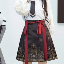 Chinese Style Improved Ming Dynasty Exquisite Printed Horse-face Skirt Women High Waist All-match Pleated Mini Horse-face Skirt
