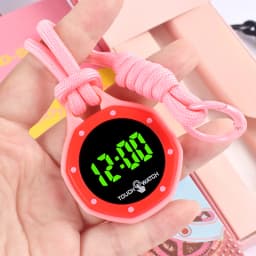 Touch Screen Digital Hanging Watch Braided Rope Lanyard Pendant Clock Mini Portable Casual LED Electronic Neck Watch Gift
