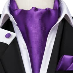 Men's Ascots Fashion Luxury Solid Plaid Check Dot Cravat Set with Cufflinks and Handkerchiefs for Daily Casual Outing